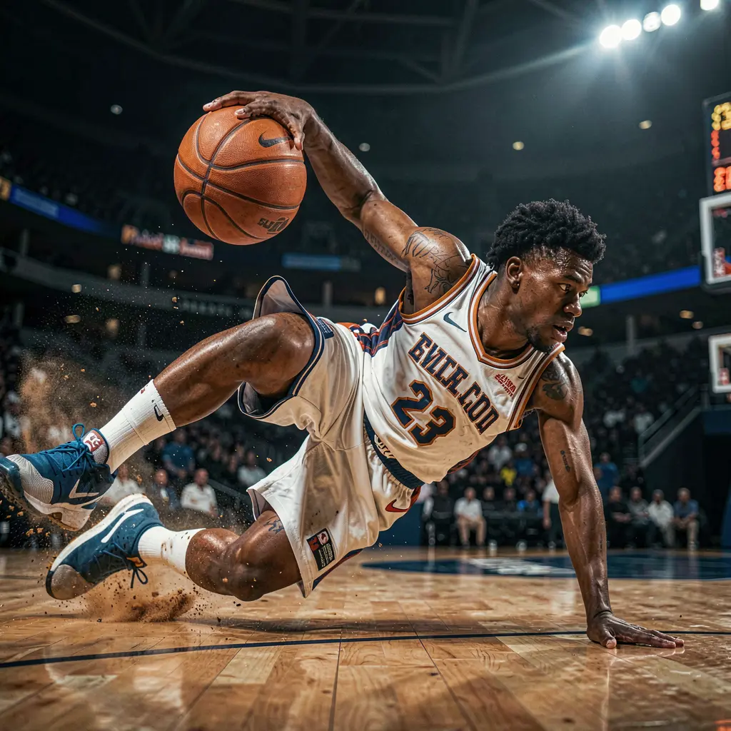 Q633 Bet – Experience fast paced basketball betting excitement in the Philippines Intense basketball moment with a player diving for the ball and opponents closing in representing fast paced sports betting on Q633 in the Philippines